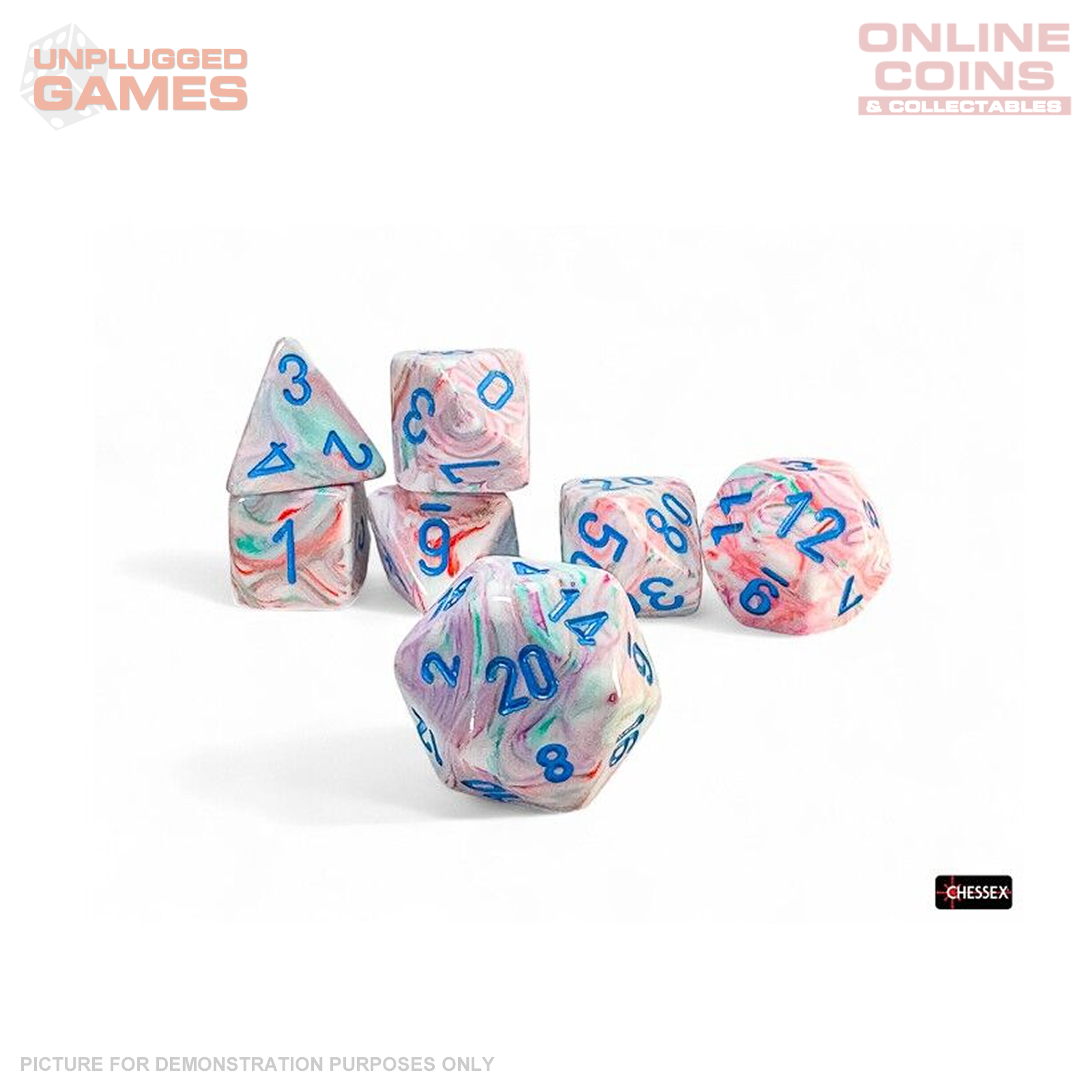 Chessex - Festive Mega-hedral Pop Art Blue 7-Die Set